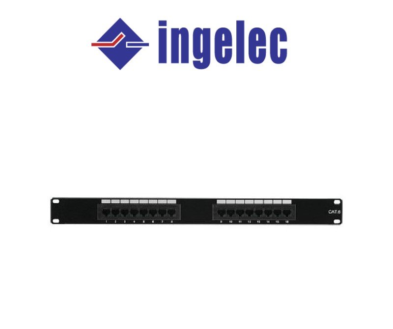 panneau-de-brassage-ingelec-16-ports-cat6-utp-1u-p168c6b PANNEAU BRASSA CAT6 UTP 16P - INGELEC – Image 1