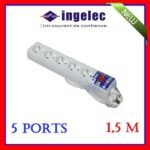 RALLONGE ÉLECTRIQUE MULTIPRISES 3-4-5-6 X 2P + T 1,5M BLANC - 1715/1 - INGELEC